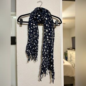 Navy Blue Star Print Scarf